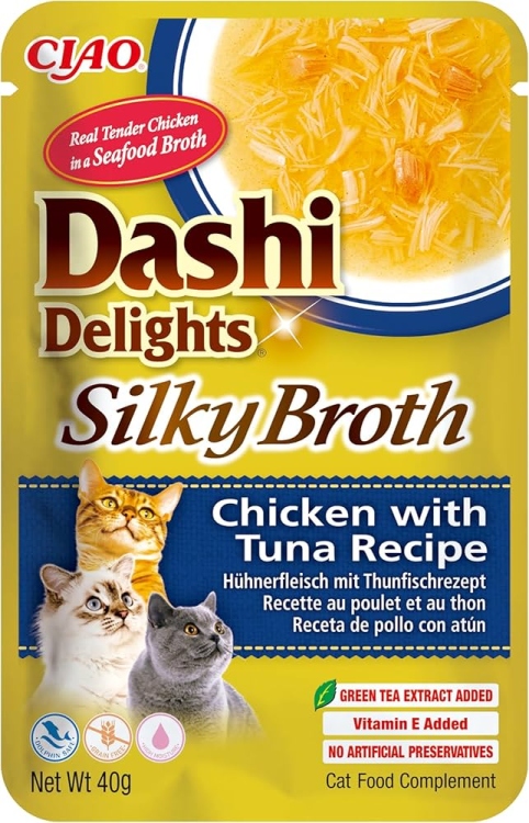 INABA Dashi Delights Silky Broth: Chicken with Tuna Recipe (1 x 40g)