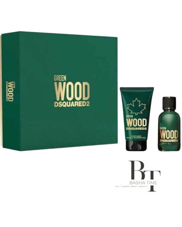 مجموعة DSQ Green Wood للرجال (عطر 100 مل + جل استحمام 150 مل)