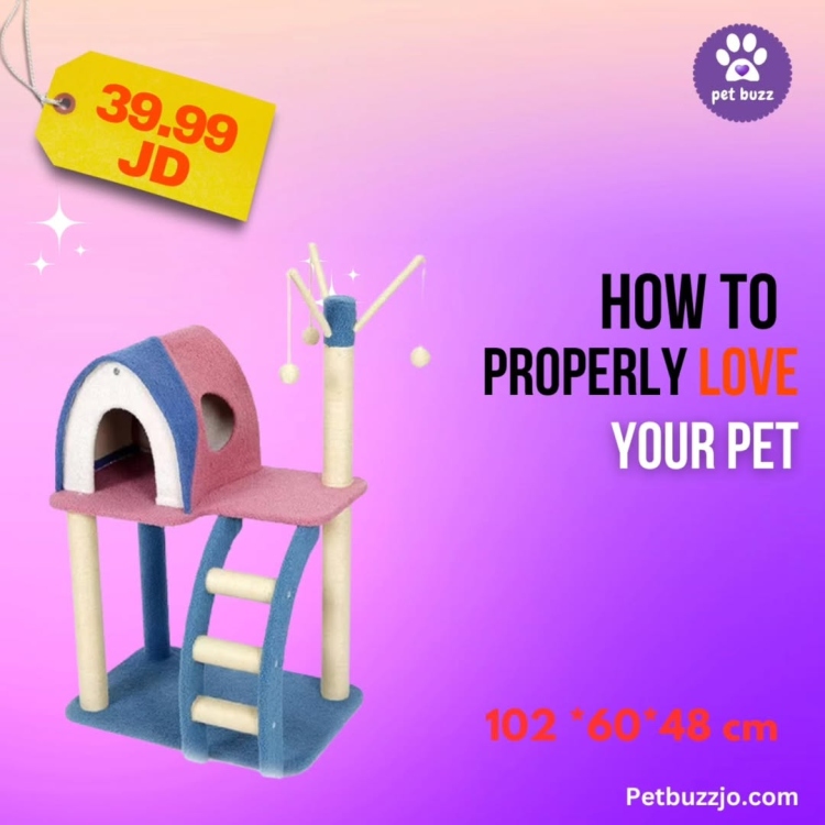 Full colour cat scratcher 102cm with cat house 