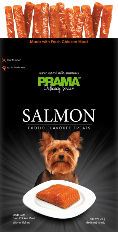 PRAMA Delicacy Salmon Dog Treats (70 Grams) Made with Fresh Chicken Meat