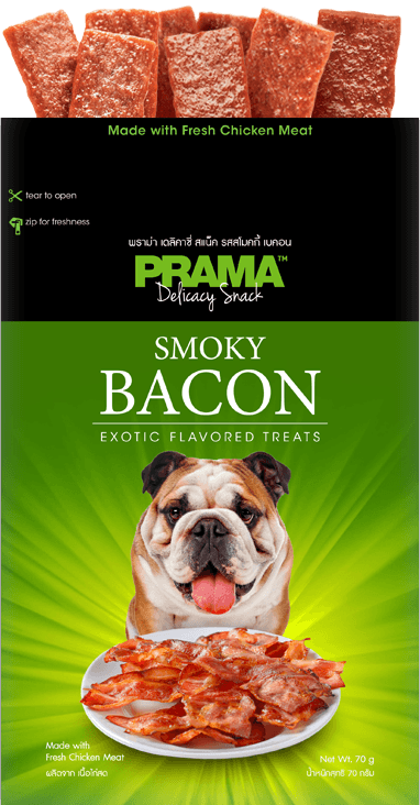 PRAMA Delicacy Smoky Bacon Dog Treats (70 Grams) Made with Fresh Chicken Meat