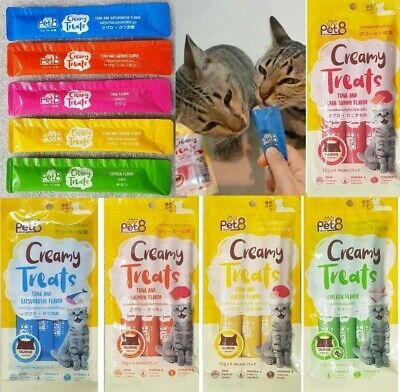 Pet8-Creamy Treats. Cat Treats Lick Snacks pet variety 15 g x 5 Flavor