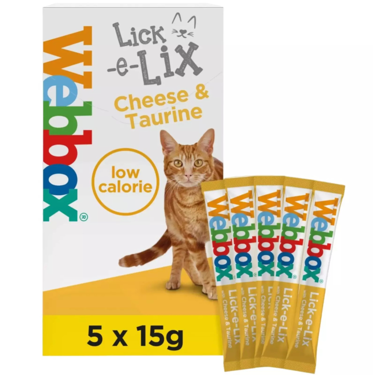 Webbox Lick-e-Lix Cat Treat Yoghurt Food Cheese & Taurine 5s 15g
