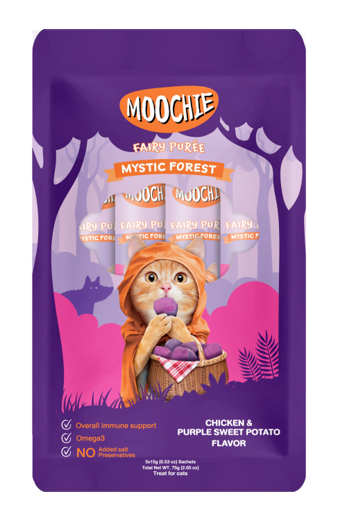 MOOCHIE CAT – CHICKEN & SWEET PURPLE POTATO FLAVOR 15GR X 5 TUBOS