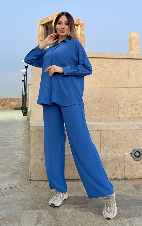 Drop Shoulder Blouse & Wide Leg Pants