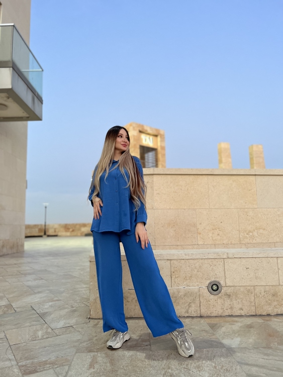 Drop Shoulder Blouse & Wide Leg Pants