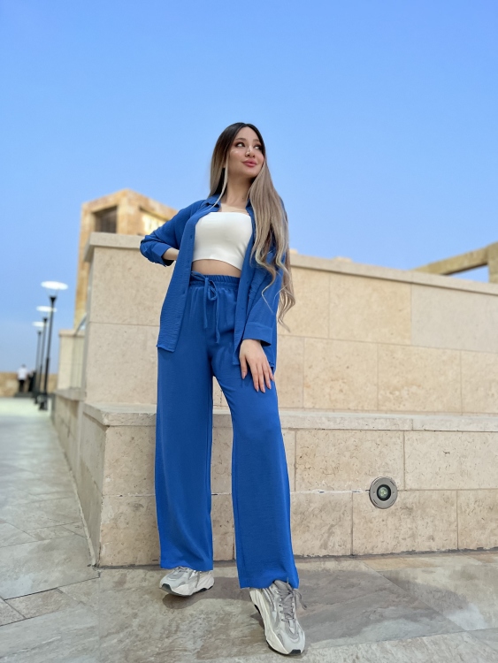 Drop Shoulder Blouse & Wide Leg Pants