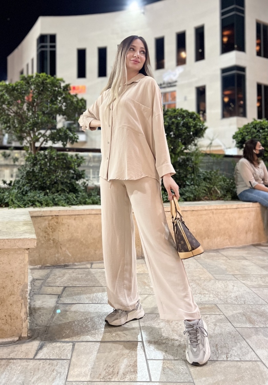 Drop Shoulder Blouse & Wide Leg Pants