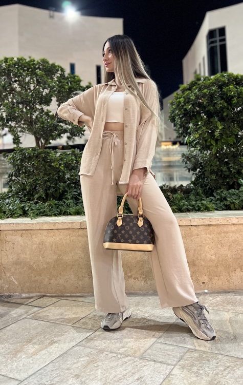 Drop Shoulder Blouse & Wide Leg Pants