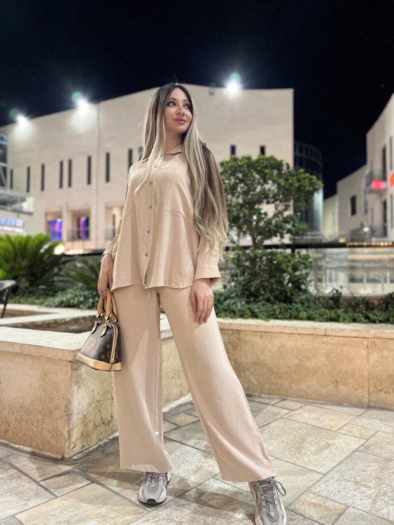 Drop Shoulder Blouse & Wide Leg Pants