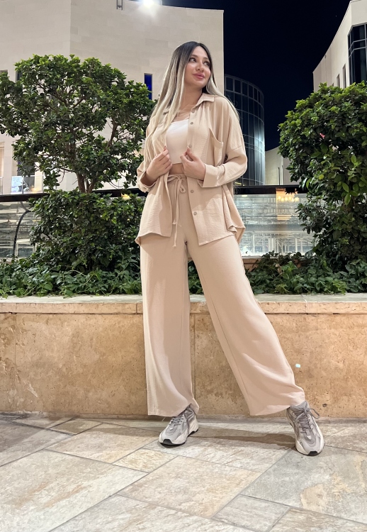 Drop Shoulder Blouse & Wide Leg Pants