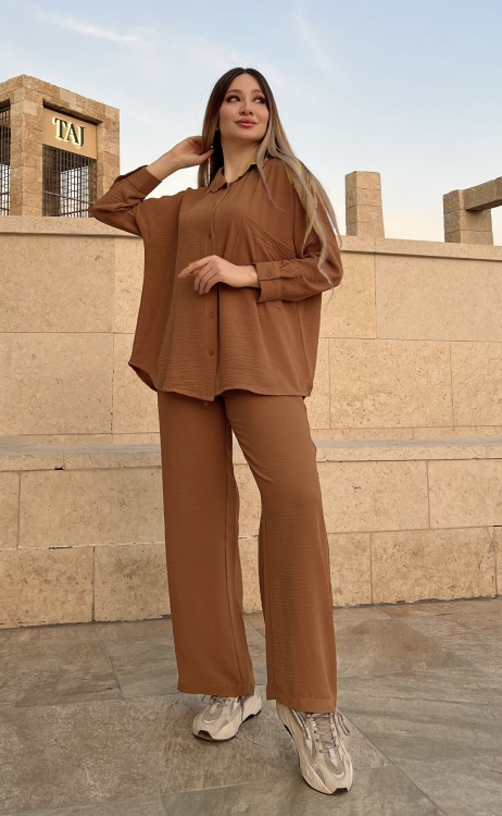 Drop Shoulder Blouse & Wide Leg Pants