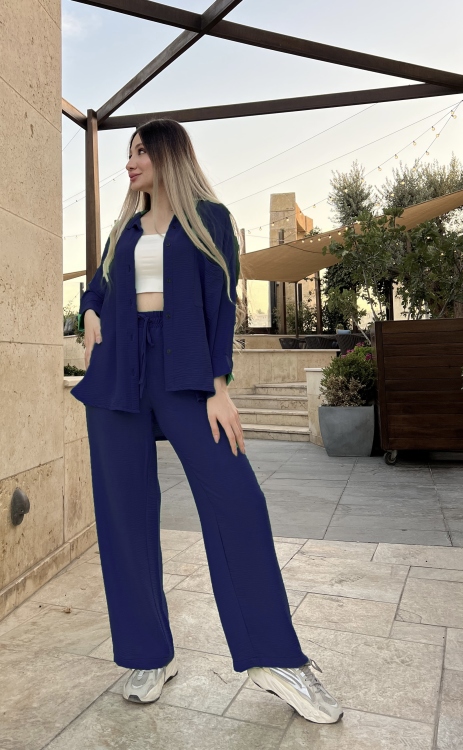 Drop Shoulder Blouse & Wide Leg Pants