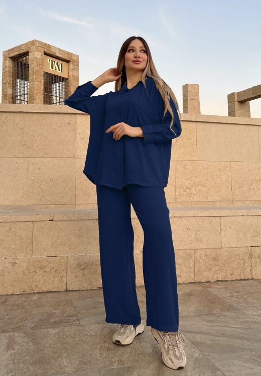 Drop Shoulder Blouse & Wide Leg Pants