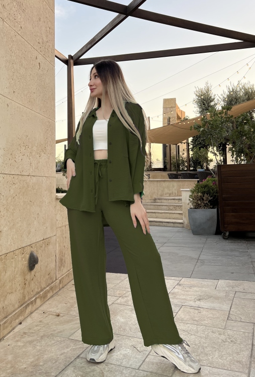 Drop Shoulder Blouse & Wide Leg Pants