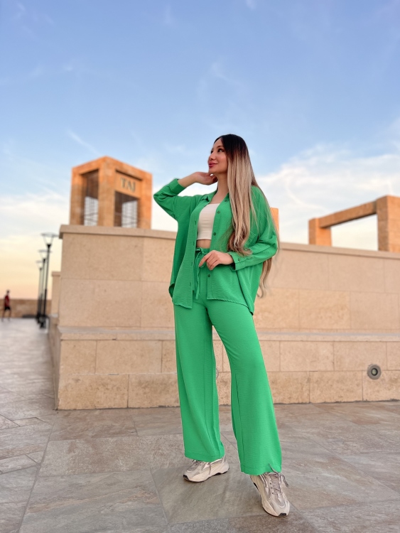 Drop Shoulder Blouse & Wide Leg Pants