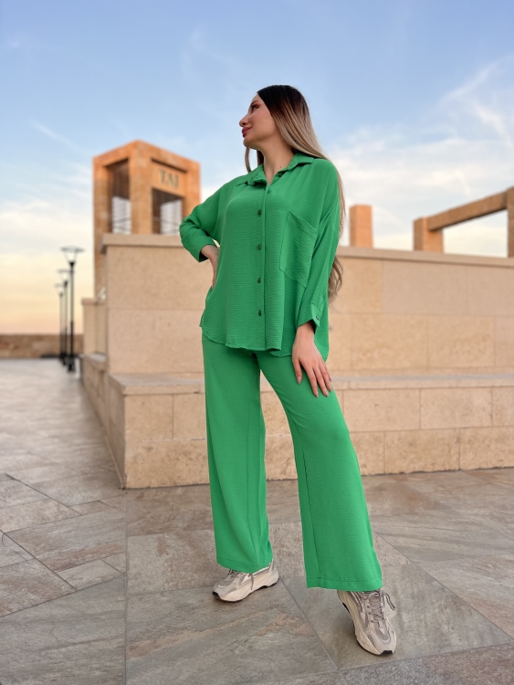 Drop Shoulder Blouse & Wide Leg Pants