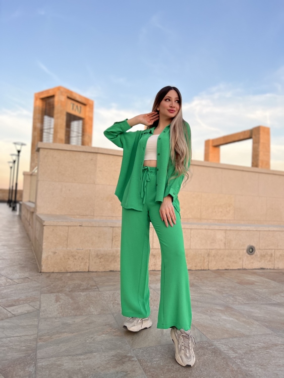 Drop Shoulder Blouse & Wide Leg Pants