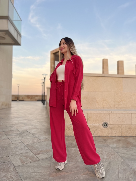 Drop Shoulder Blouse & Wide Leg Pants