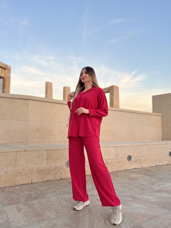 Drop Shoulder Blouse & Wide Leg Pants