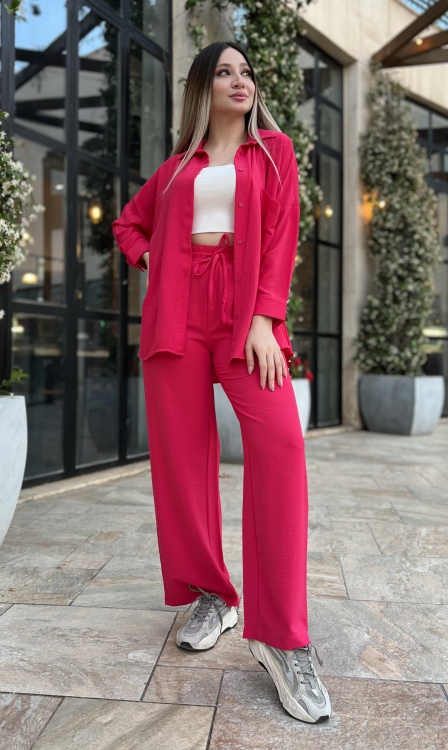 Drop Shoulder Blouse & Wide Leg Pants