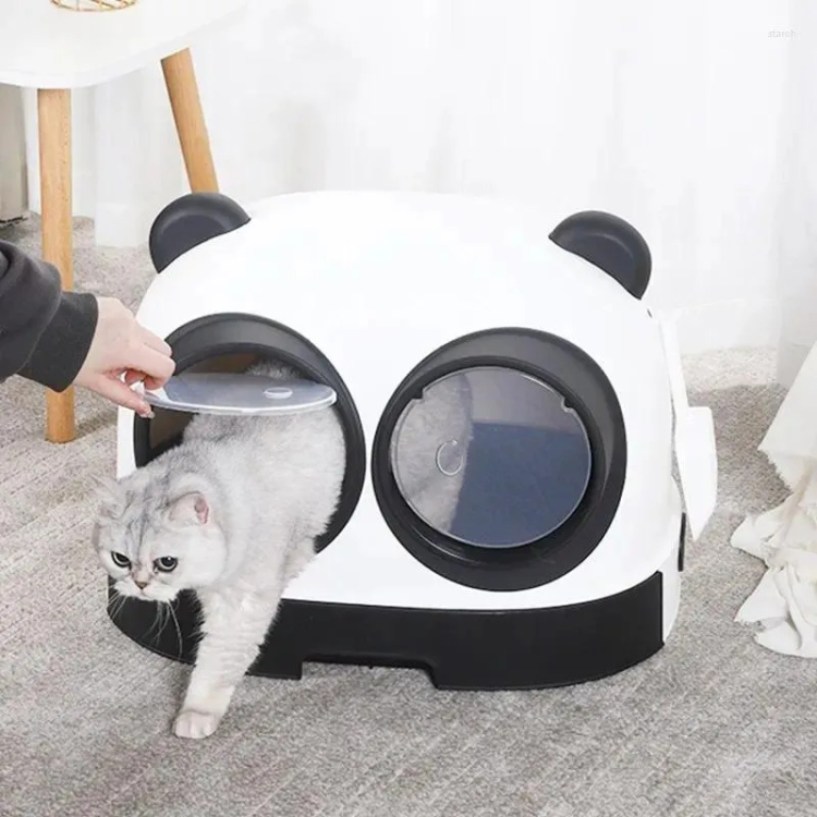 Panda Cat Litter Box with Drawer Pan and Litter Scoop, 