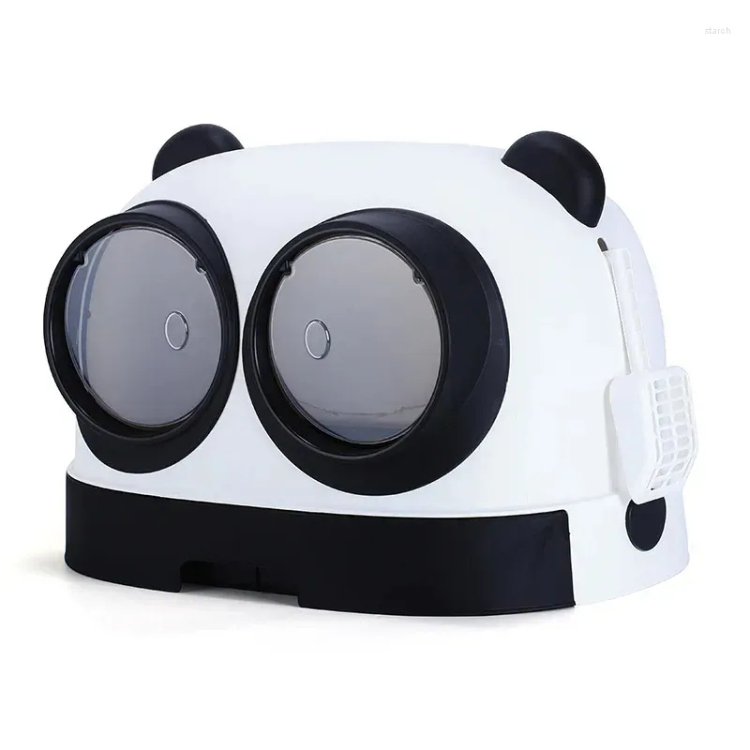 Panda Cat Litter Box with Drawer Pan and Litter Scoop, 