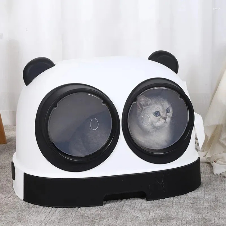 Panda Cat Litter Box with Drawer Pan and Litter Scoop, 