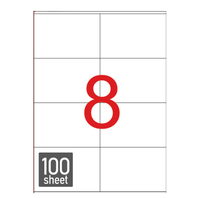 100 ورقة ليبل A4 لاصق 8 قطع ليبل للورقة 105x74 ملم