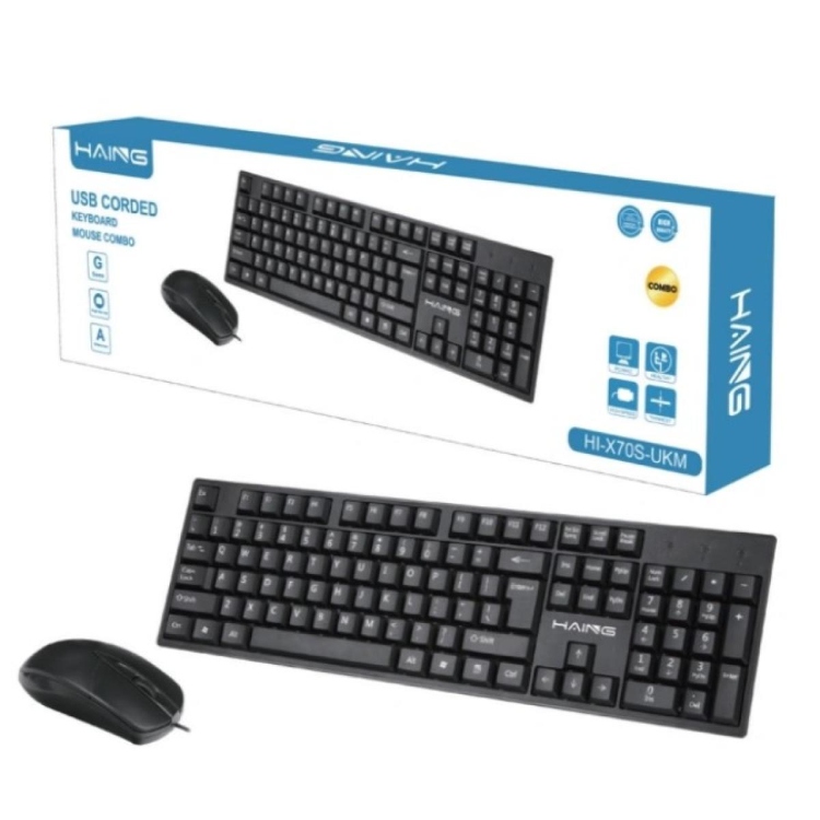  HAING KEYBOARD USB MOUSE COMBO BLACK ARABIC+ENGLISH-X705-UKM