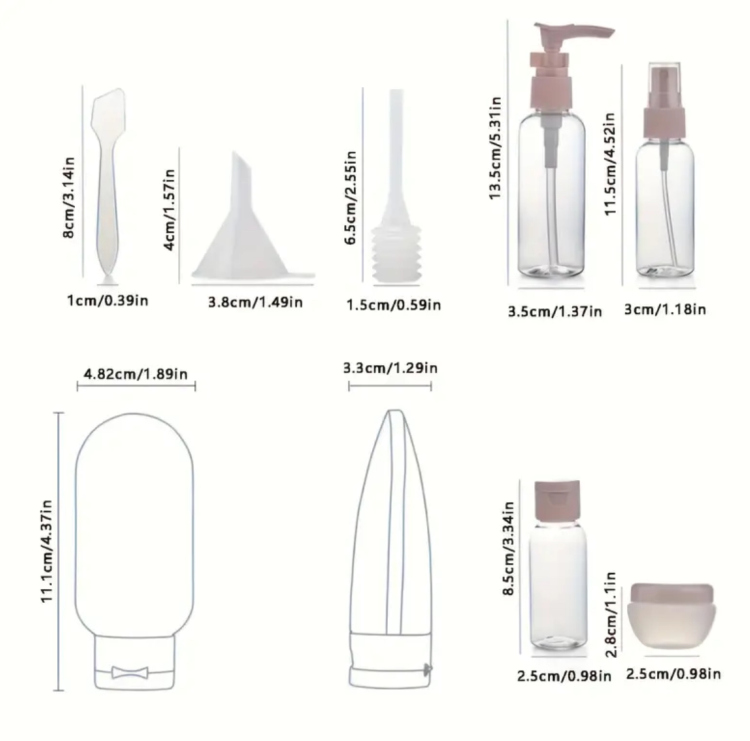 11pcs Travel Bottle Set for Toiletries, Empty Refillable Containers for Travel