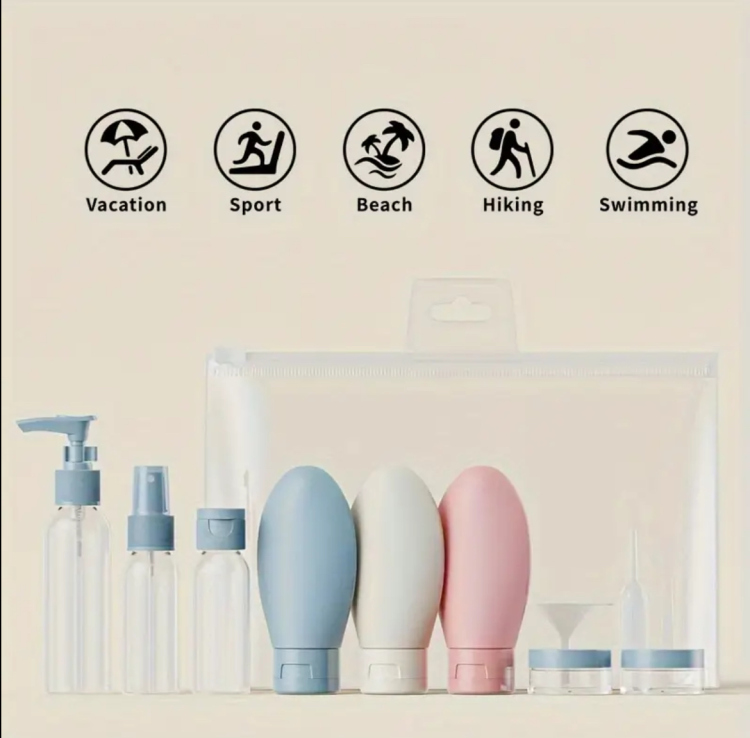 11pcs Travel Bottle Set for Toiletries, Empty Refillable Containers for Travel