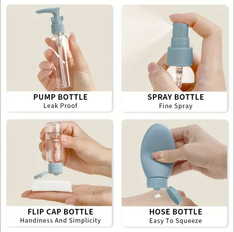 11pcs Travel Bottle Set for Toiletries, Empty Refillable Containers for Travel