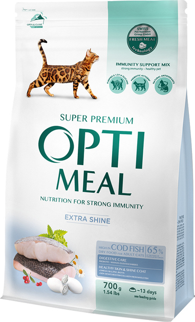 Optimeal complete dry food for adult cats with a high content of cod 0.7 kg 