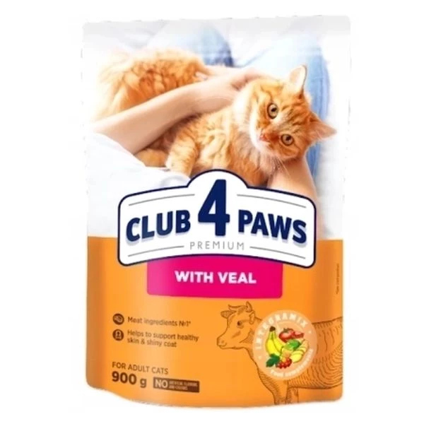 Dry cat food Club 4 Paws Premium with veal 0.9 kg