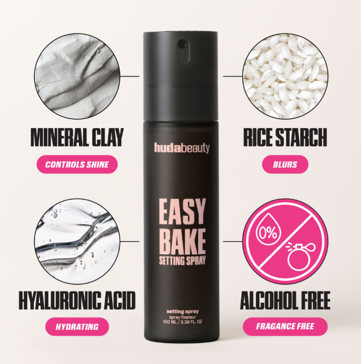 Huda Beauty, Easy Bake Setting Spray with 16-Hour Wear