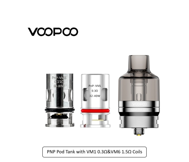 VooPoo PNP Pod Tank set with 2 coils (VM1 0.3Ω, & VM6 1.5Ω)