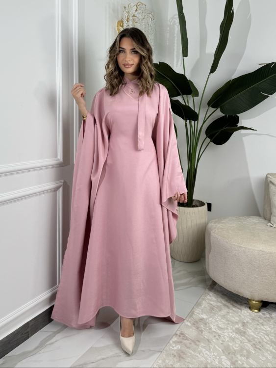 جلابية ملاك( Pink)Batwing Sleeve Long Dress