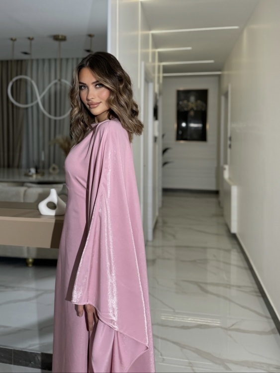 جلابية ملاك( Pink)Batwing Sleeve Long Dress