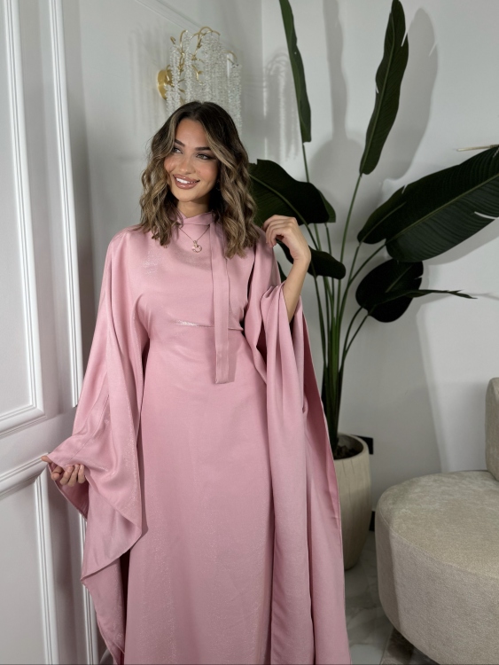 جلابية ملاك( Pink)Batwing Sleeve Long Dress