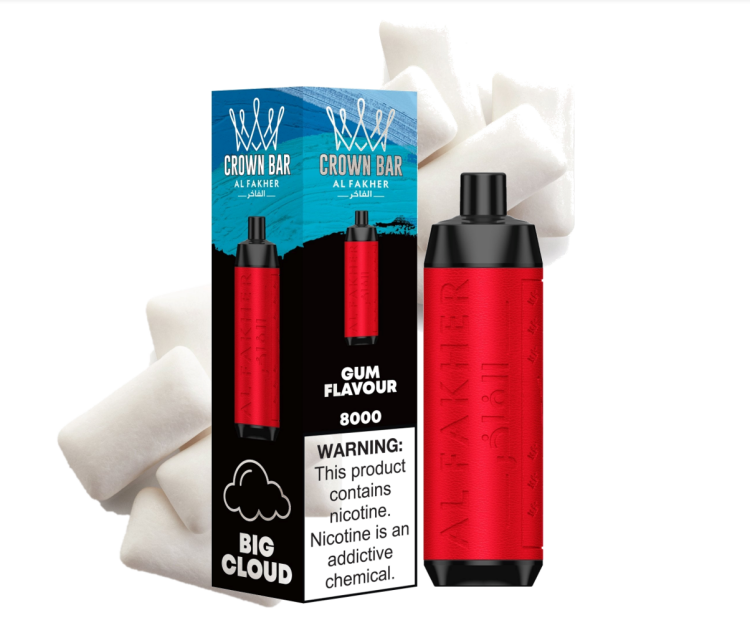 ALFAKHER CROWN BAR -  Gum Flavor -  8000 Puff, Rechargeable, Disposable Vape 