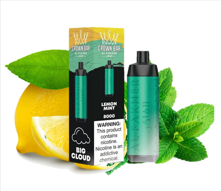 ALFAKHER CROWN BAR -  Lemon Mint  -  8000 Puff, Rechargeable, Disposable Vape 