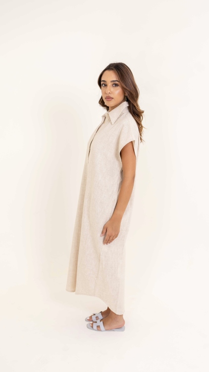 The Buttoned Linen Dress