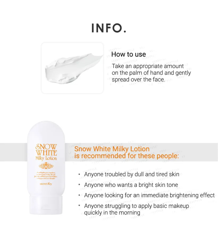 Secret Key Snow White Milky Lotion‏ لوشن تفتيح البشرة العلاجي 