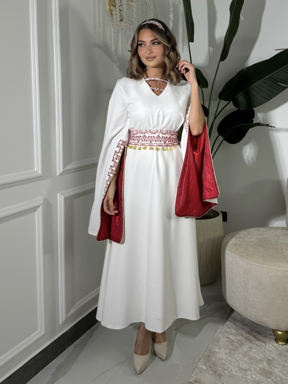 Open Sleeve Belted Henna Dress اسيا