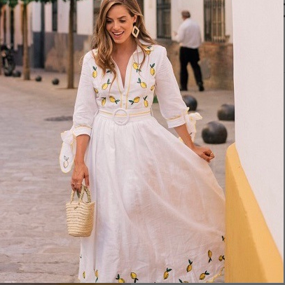 Lemon Printed Long Dress