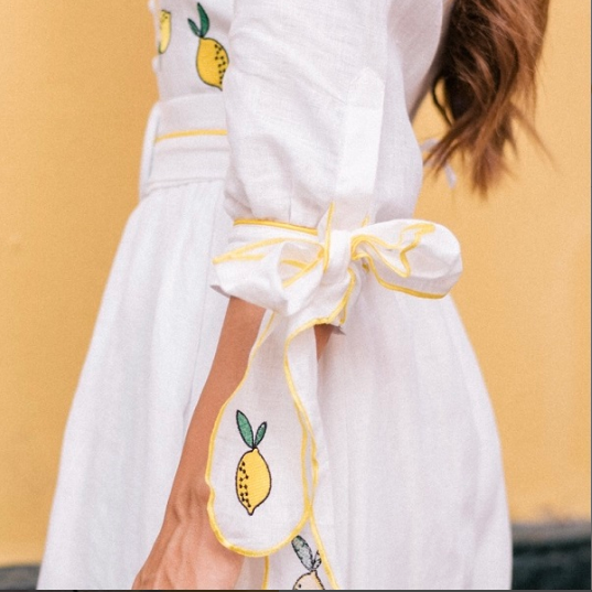 Lemon Printed Long Dress