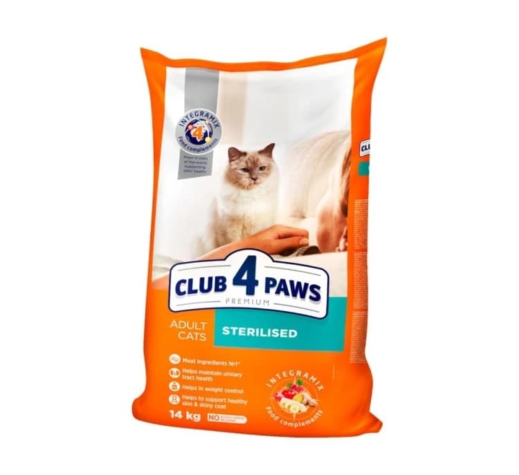 دراي فود القطط المعقمة club 4 paws وزن 14كغم