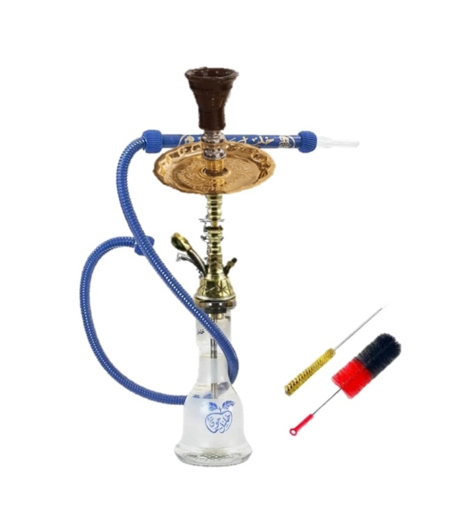 Khalil Mamoon Original  copper hookah set, Medium size - 30 cm - Blue printing 