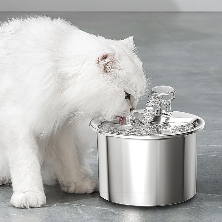 Smart Ultra-Quiet Cat Water Fountain with Automatic Circulation, Stainless Steel Pet Water Dispenser, EU Plug